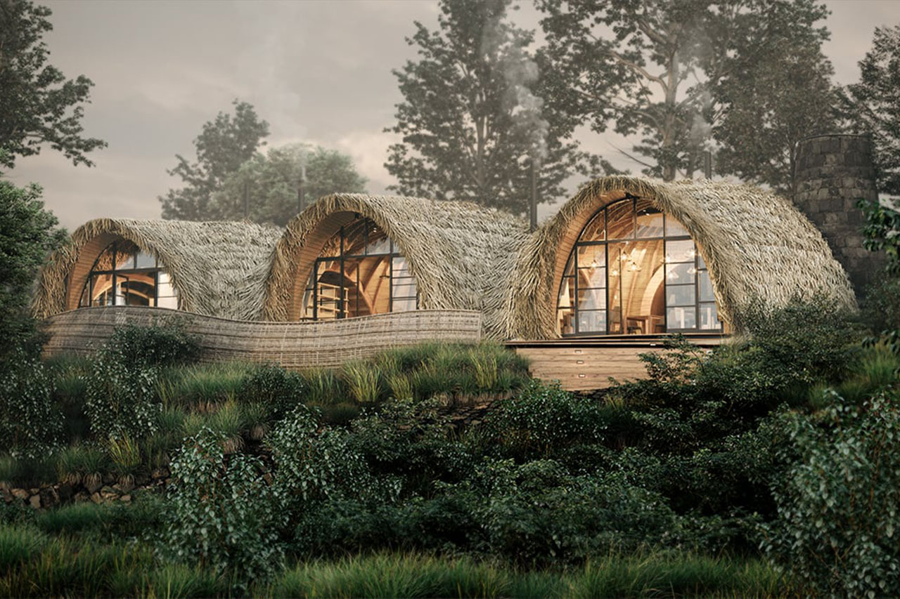 Living quarters in the Wilderness Bisate Reserve in Rwanda.