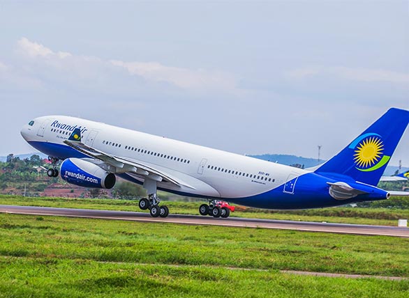 An airplane taking off.